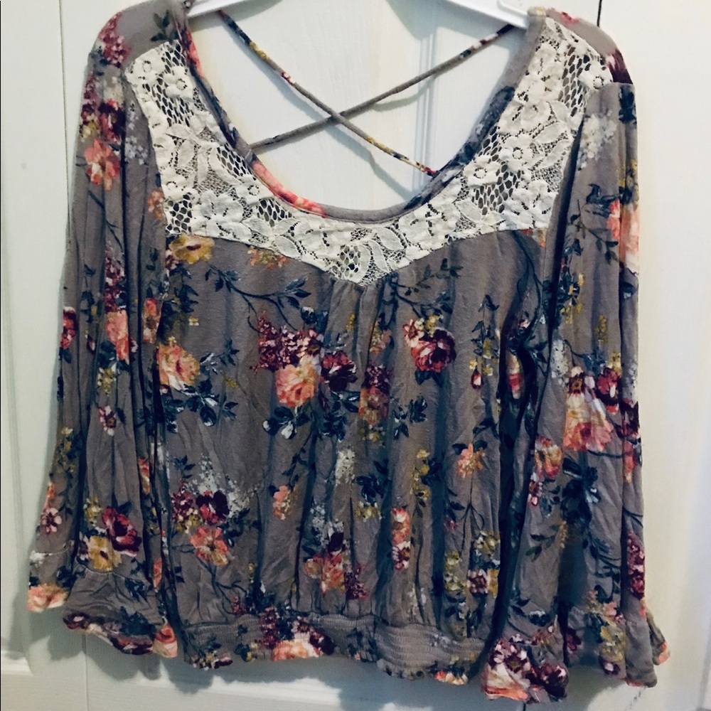 Flower and lace blouse